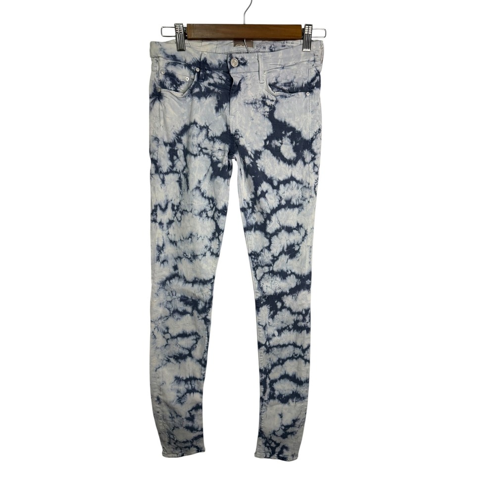 Mother Jeans Pants Size 26 The Looker Ice Breaker Tie Dye Skinny Blue White